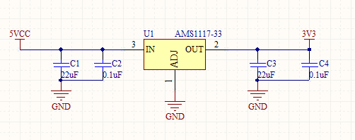 AMS1117-3.3V典型稳压电路图