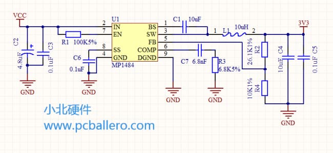MP1484同步降压稳压器芯片的利用和典型电路图及PCB设计图分享